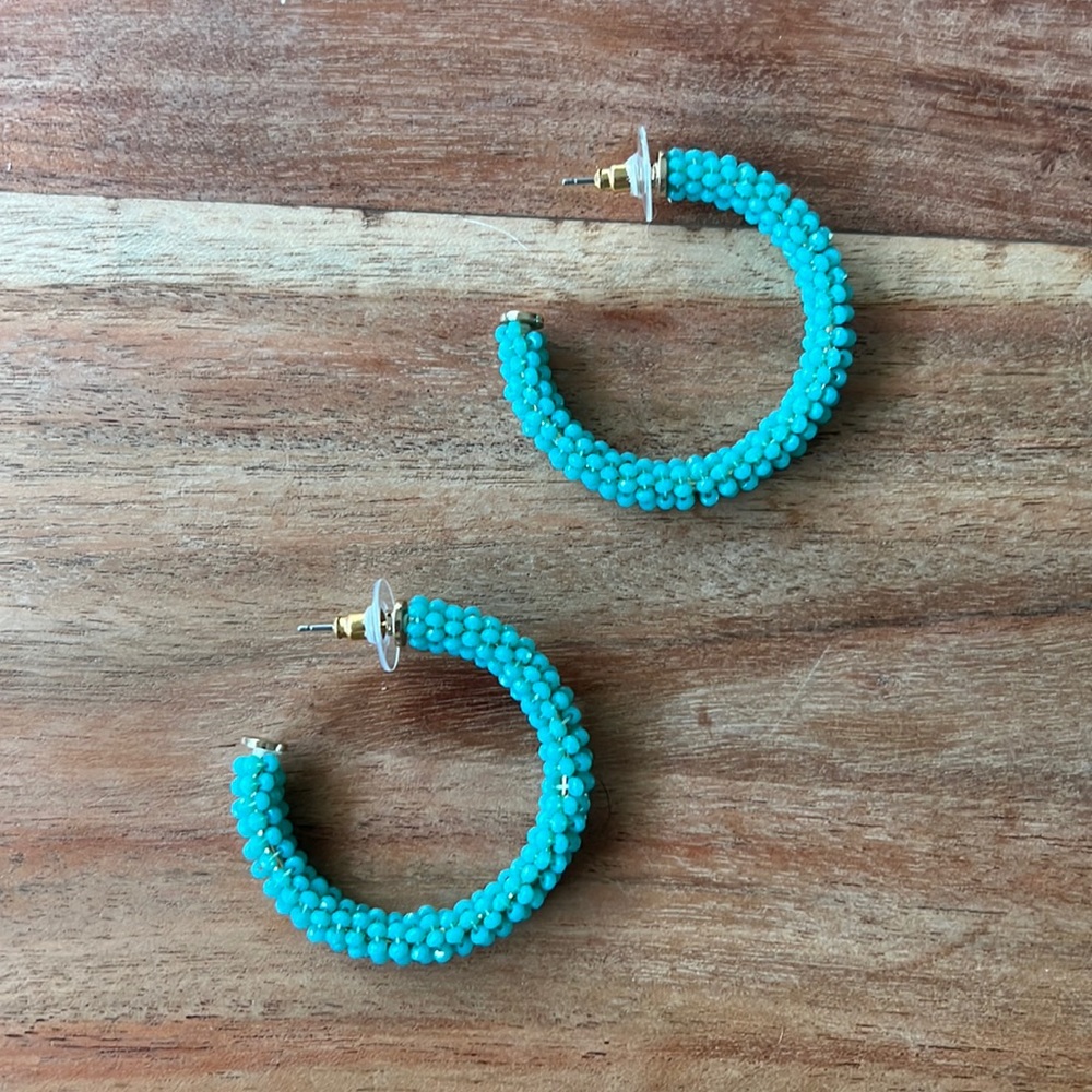 Turquoise beads hoops